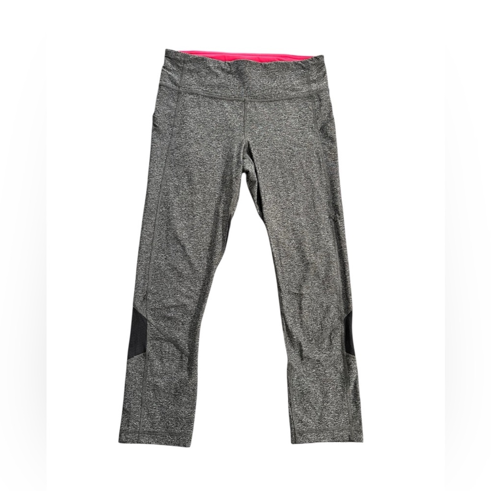 Lululemon Pace Rival Crop 22” Gray Heather Leggings with Mesh Size 6
